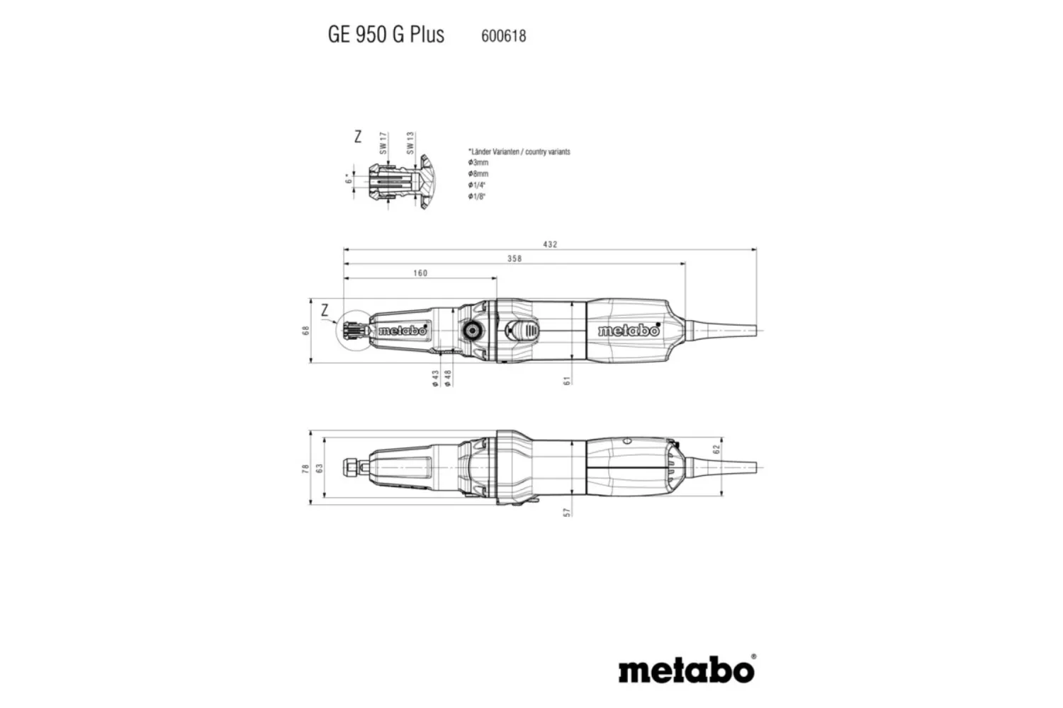 Metabo GE 950 G Plus Rechte slijper - 950W - 6mm - variabel-image