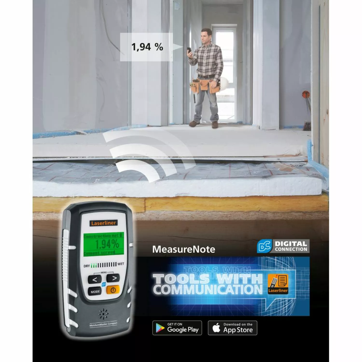 Laserliner MoistureMaster Compact Plus Humidimètre avec Bluetooth-image