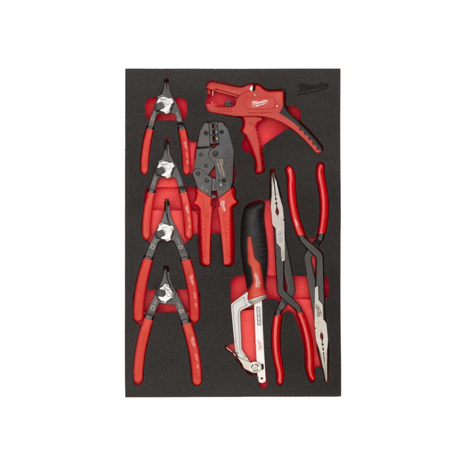 Milwaukee 4932502085 Gereedschapset in foam inlay tangen, striptang- en metaalzaag set - 9-delig