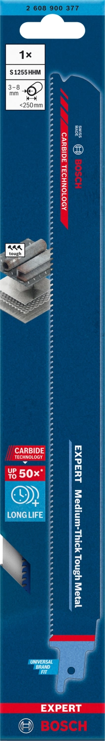 Bosch 2608900377 EXPERT Reciprozaagblad S1255HHM - Medium-Thick Tough Metal-image