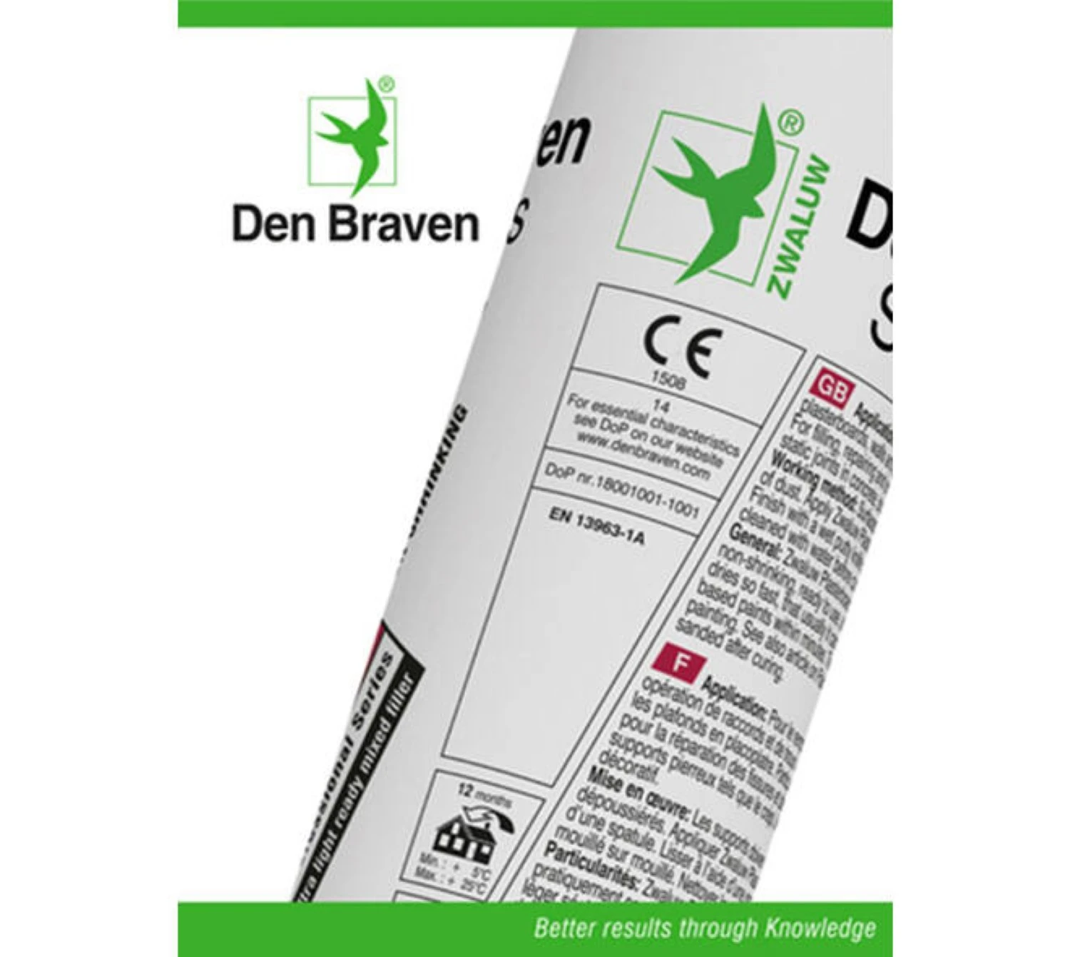 Zwaluw Den Braven 30880006 Plasterboard Filler - Pâte de rebouchage - Blanc - 310 ml - 12 pièces
