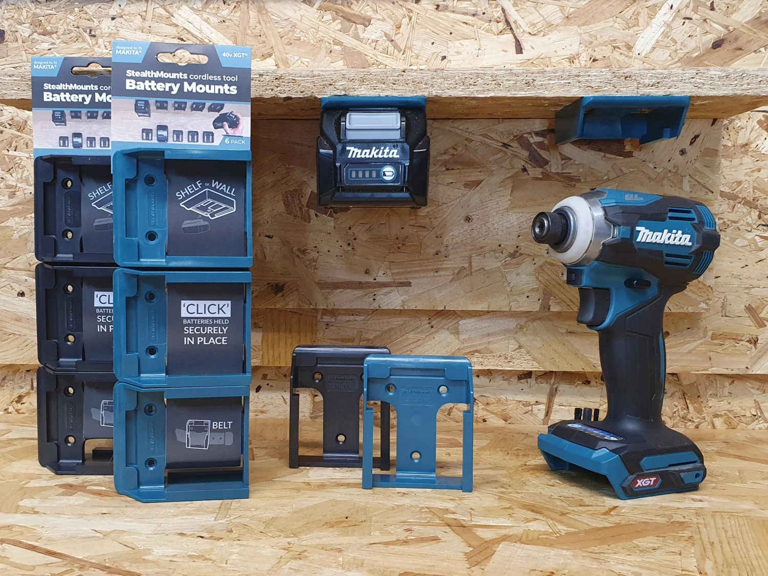 StealthMounts BM-MK40-BLU-6 Accuhouder voor Makita 40V XGT - Blauw - 6-pack-image