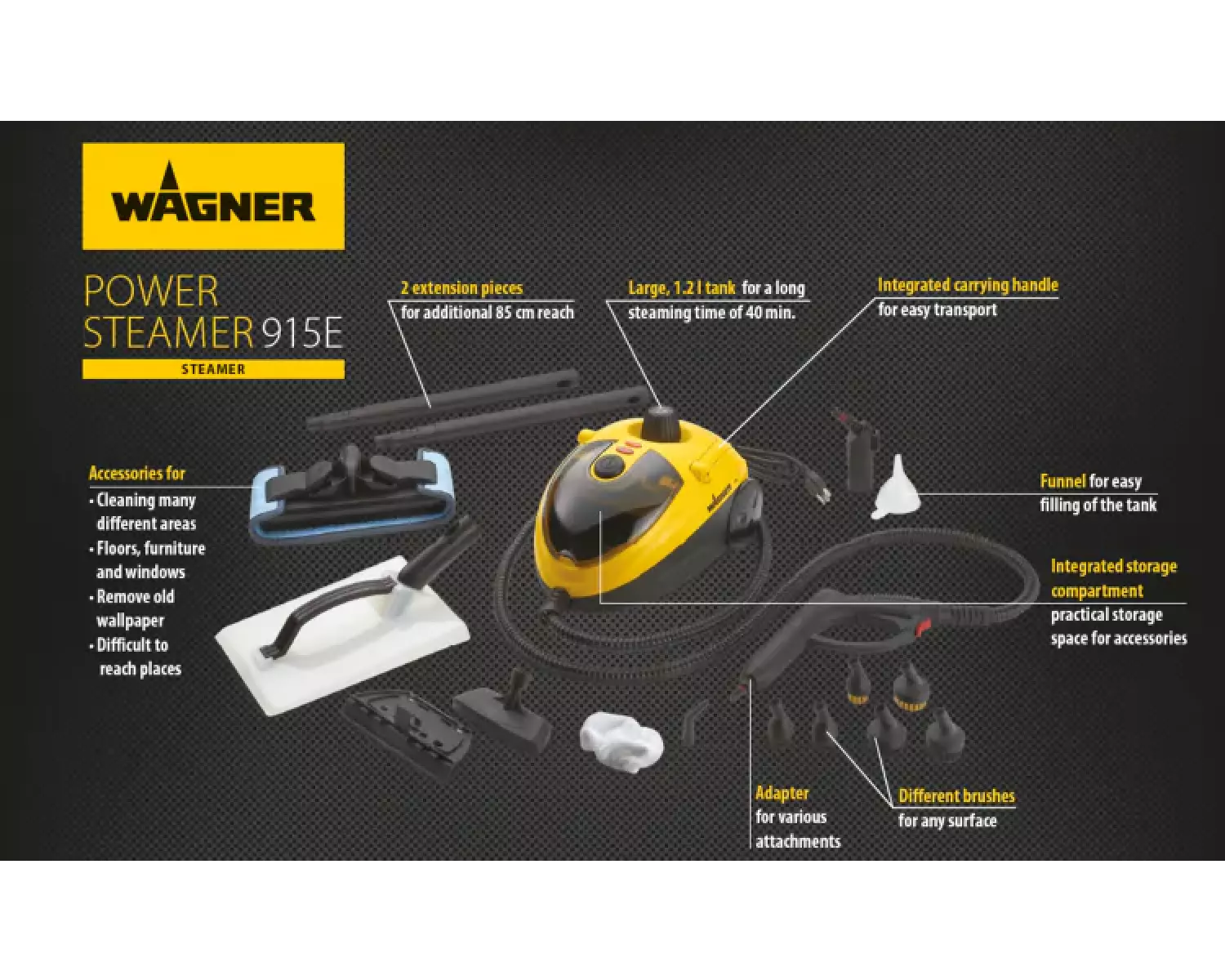 Wagner 2452622 Power Steamer 915e EU Nettoyeur à vapeur en 18 accessoires-image