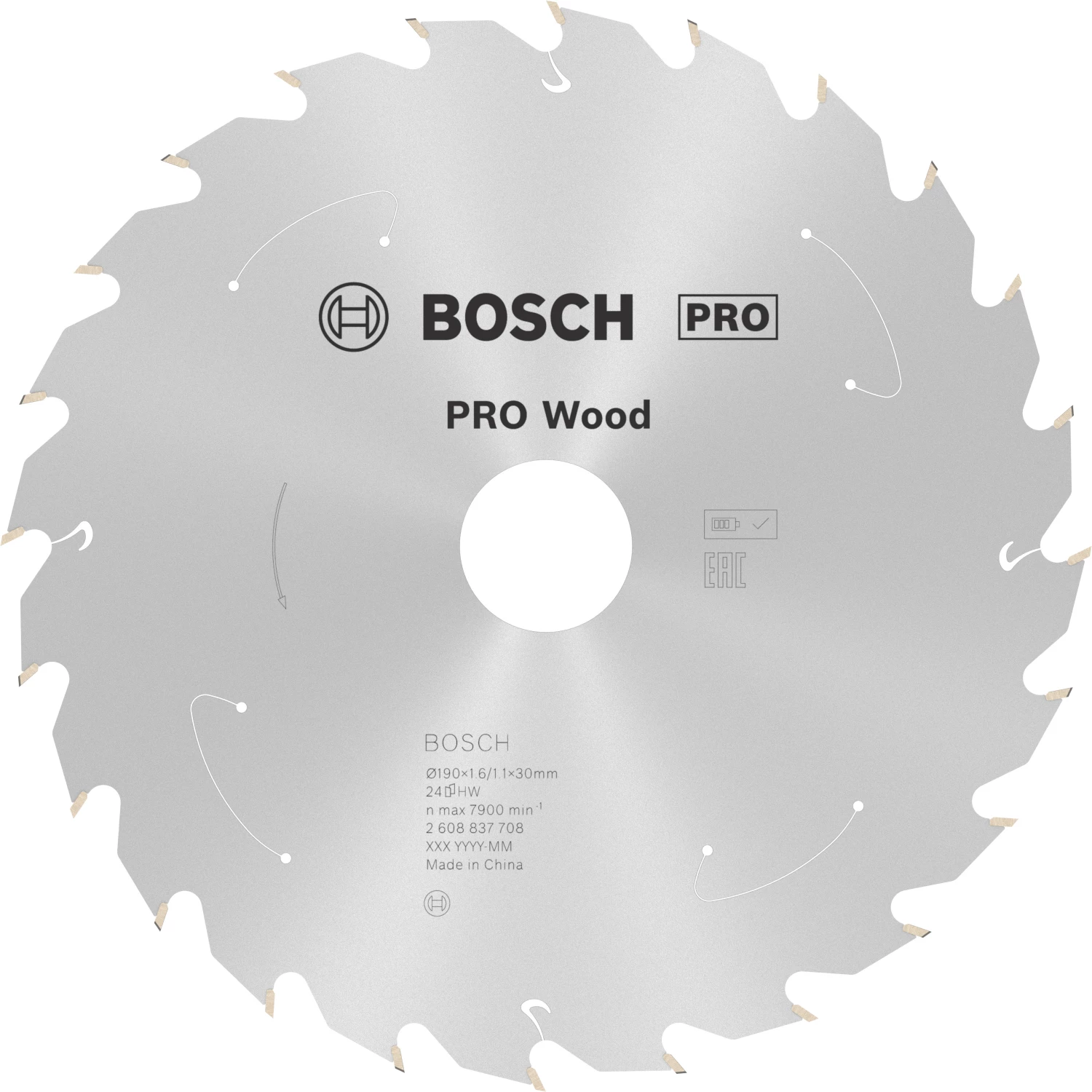 Bosch 2608837708 Lame de scie circulaire sans fil PRO pour bois - 190 x 30 x 24D-image