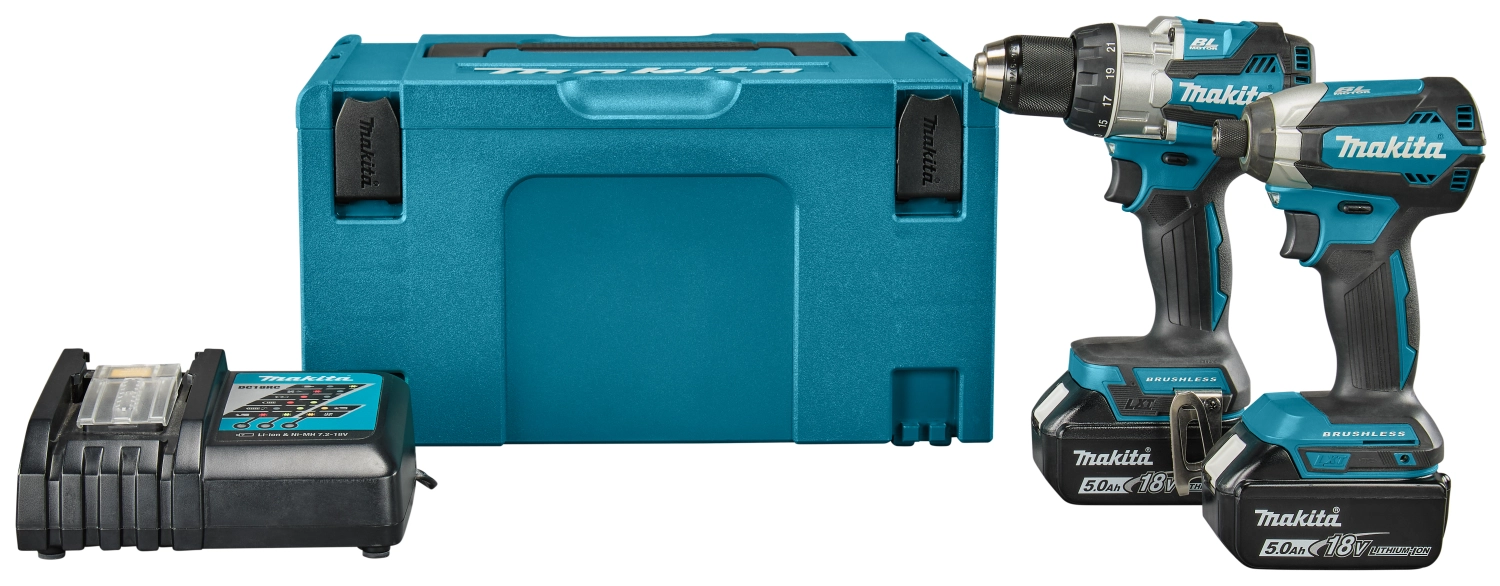 Makita DLX2507TJ Set combiné Perceuse à percussion DHP489 et visseuse à percussion DTD153Z Batterie 5,0 Ah (2 pièces), dans Mbox-image