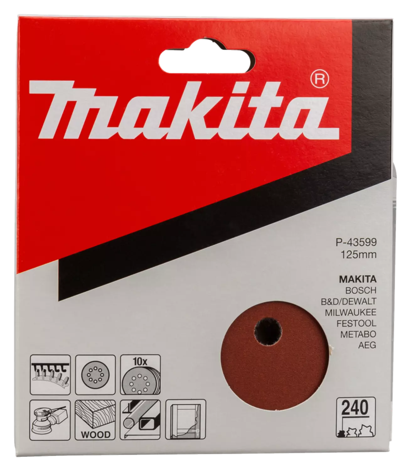 Makita P-43599 - Disque de ponçage Red - G240 - 125mm (10pcs)-image