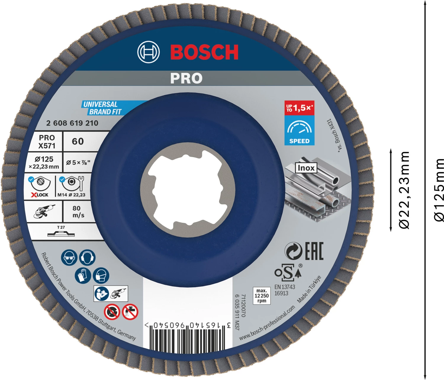 Bosch 2608619210 - X-LOCK disque à lamelles Best for Metal recht, plastique, Ø125mm, G 60, X571-image