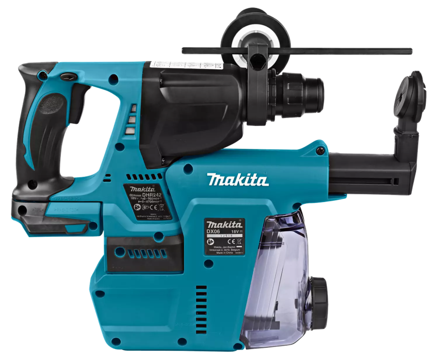 Makita DHR242ZJW LXT 18V Li-Ion SDS-Plus Batterie Marteau piqueur sans fil avec aspiration de la poussière dans la Mbox- 2J -  moteur sans charbon-image