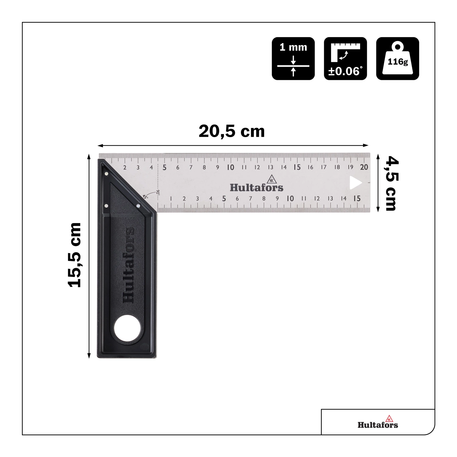 Hultafors S20L Lichtgewicht winkelhaak - 200mm-image