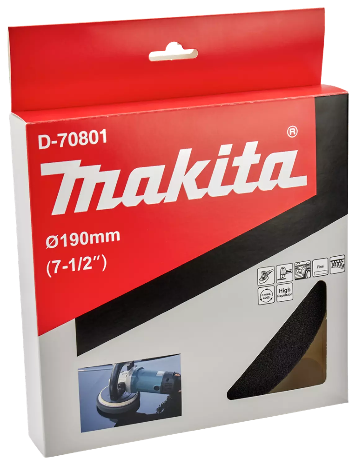 Makita D-70801 Eponge noire - fine et douce - 190 mm-image