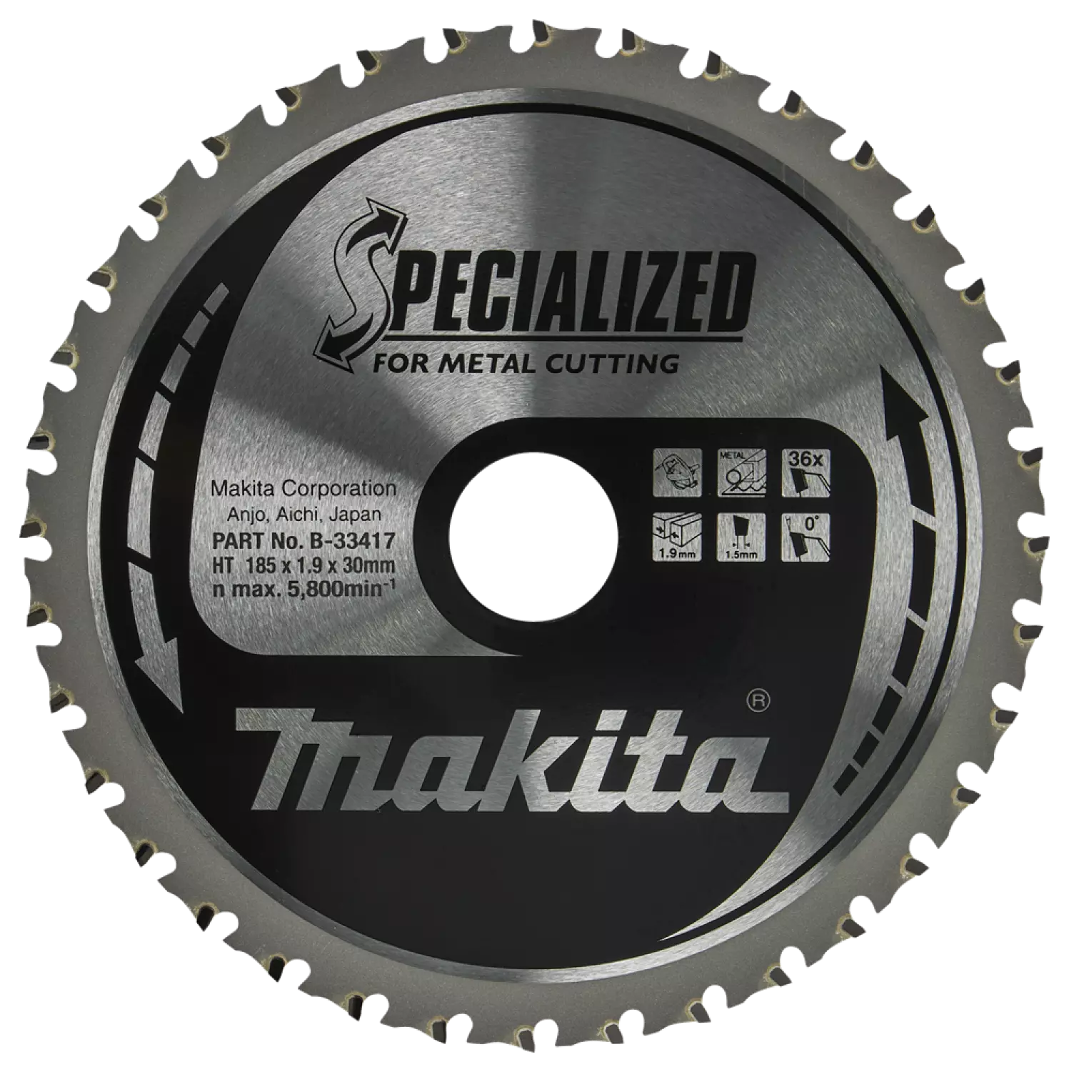 Makita B-33417 Lame de scie circulaire Acier - Spécialisée 185 x 30 x 1.9 - 36T - 0g-image