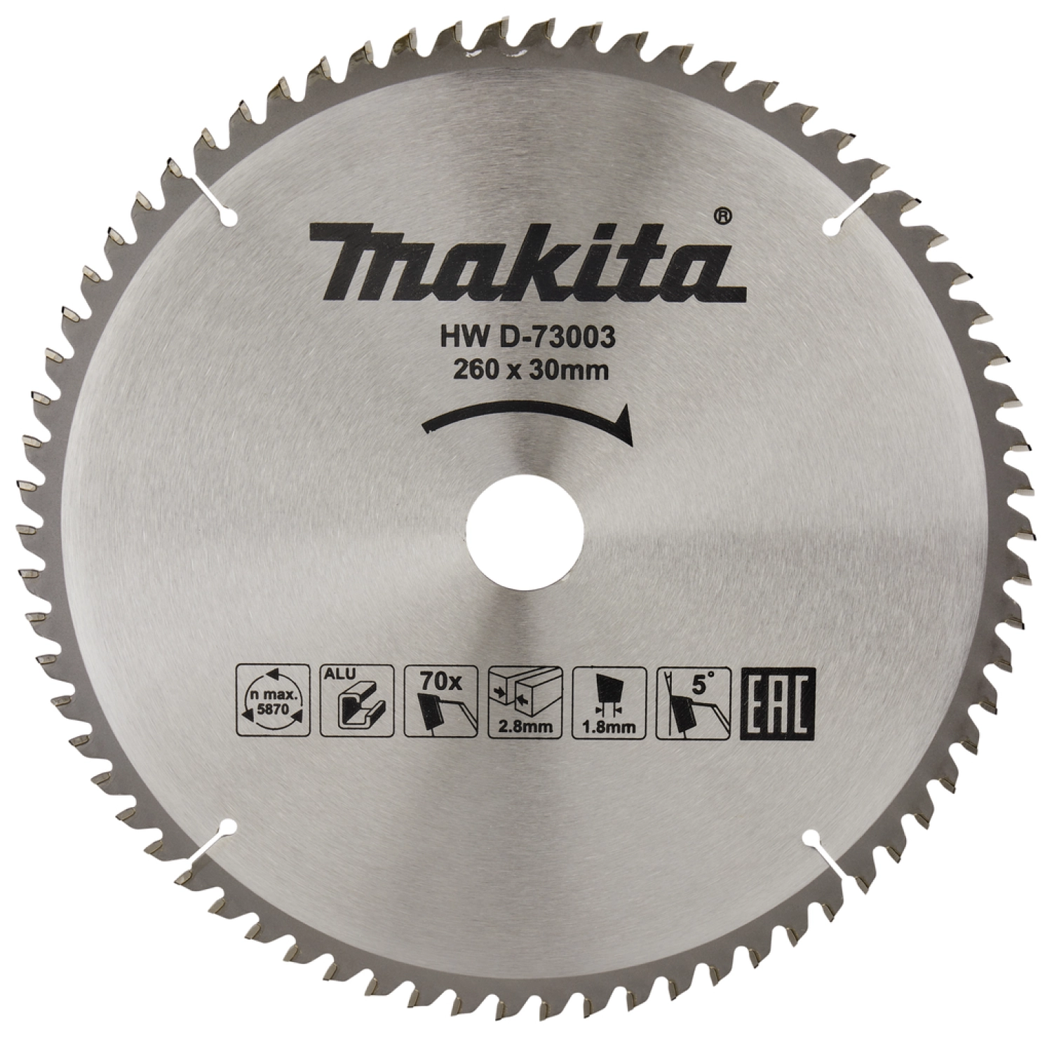 Makita D -73003 Lame de scie circulaire - 260 x 30 - 70 dents - Aluminium-image