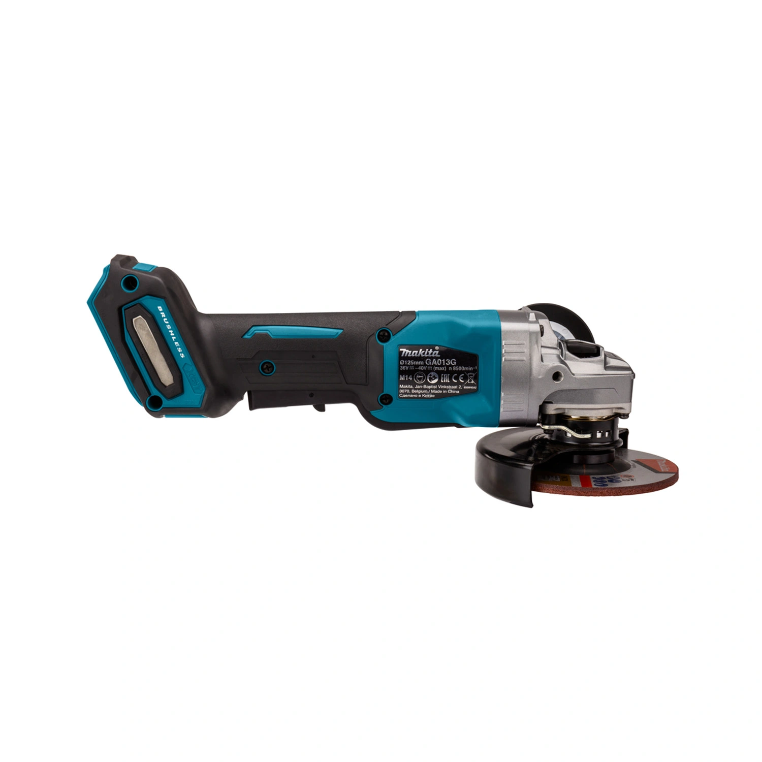 Makita GA013GU201 XGT 40V Max Li-Ion Accu Haakse Slijper set (2x 4.0Ah accu) in Mbox - 125mm - veiligheidsschakelaar