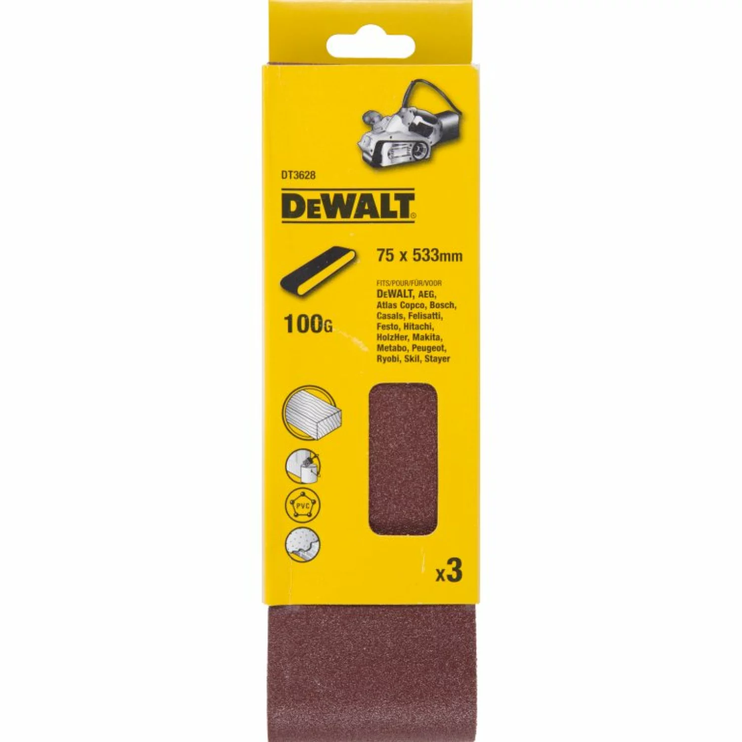 DeWALT DT3628 Schuurband - K100 - 75x533mm - 3st-image