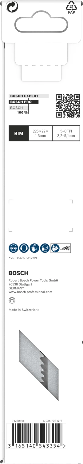 Bosch PRO S1110VF Lame de scie sabre pour démolition - 225 mm - multi-matériaux (5 pièces)-image