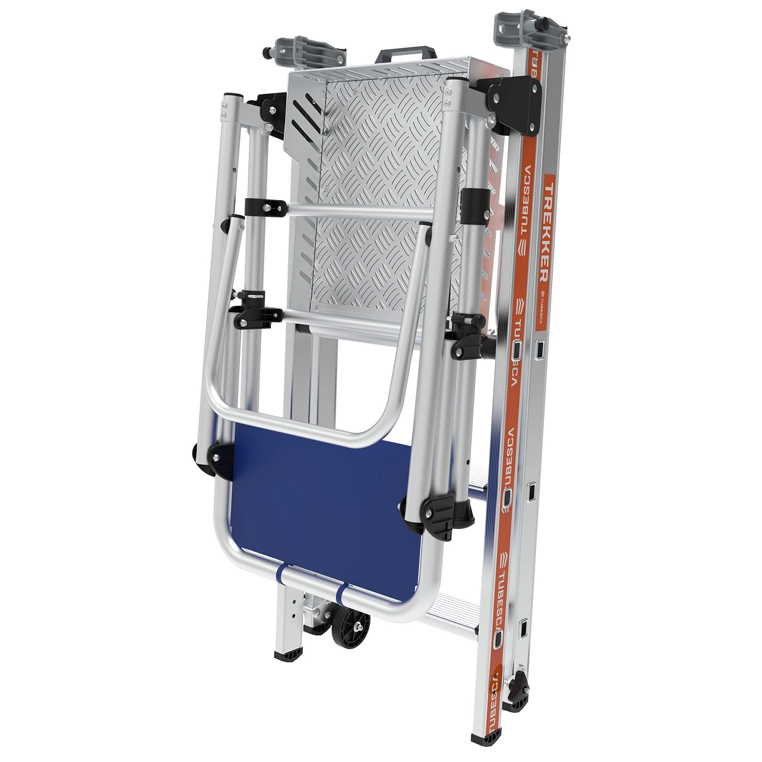 Little Jumbo 1702274304 Trekker Escabeau - Simple - Aluminium - 1 x 4 marches - max. hauteur de travail 2,9m - roues