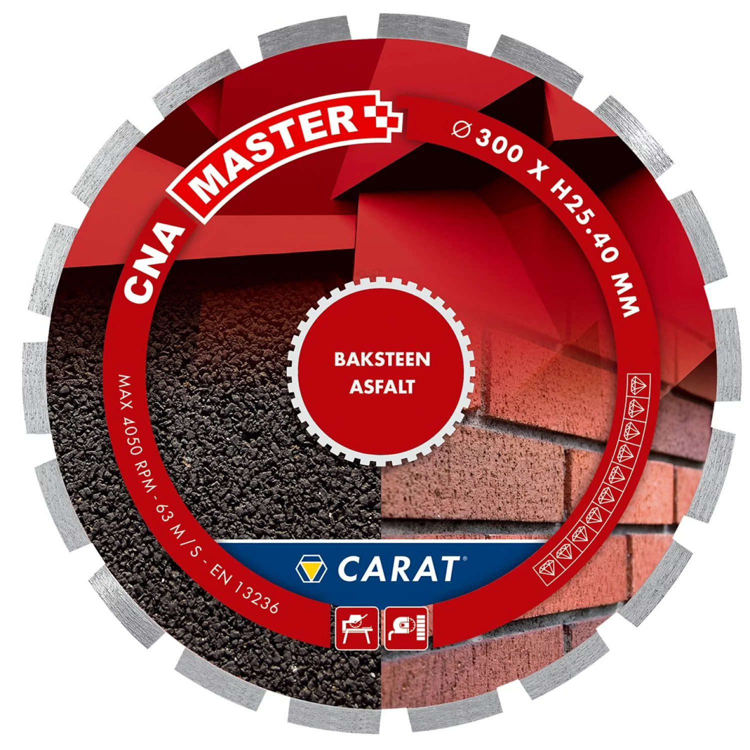 Carat CNAM500400 Lame de scie diamantée pour coupe à eau - 500 x 25,4 x 10mm - Pierre/Aphalte-image