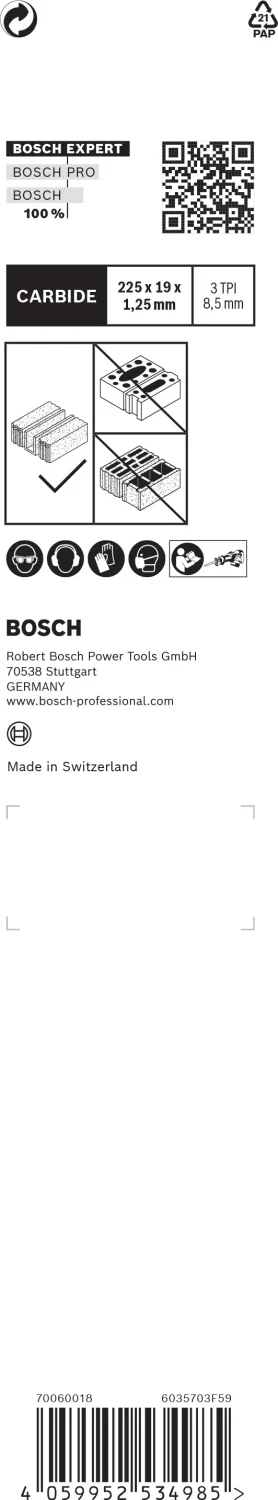 Bosch 2608900408 EXPERT Reciprozaagblad S1141HM Aerated Concrete-image
