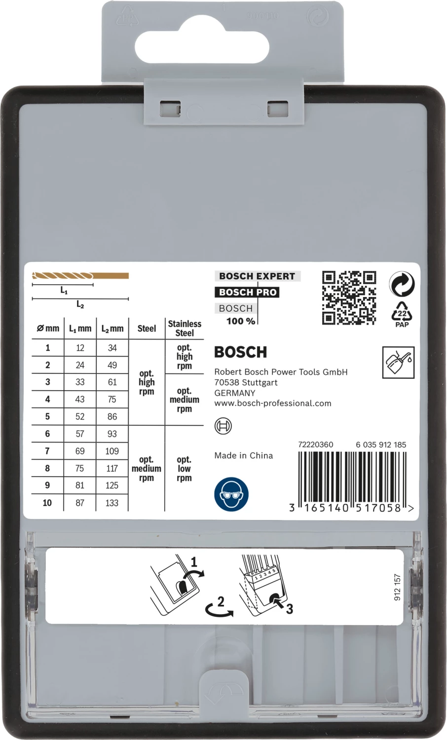 Bosch 2607019925 - Set 10 pièces foret à métaux HSS-Co Robust Line, 1; 2; 3; 4; 5; 6; 7; 8; 9; 10 mm-image