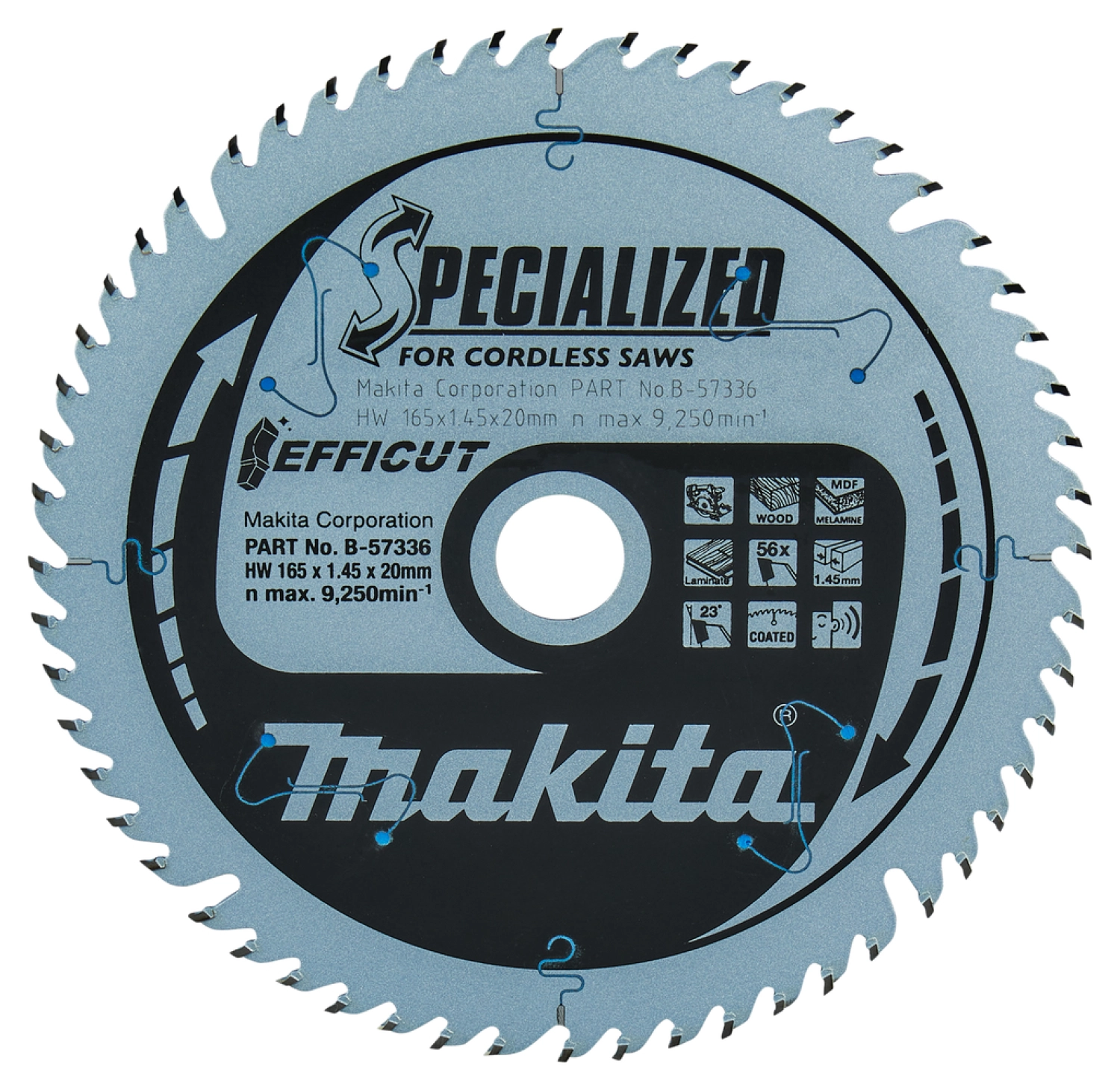 Makita B-57336 Cirkelzaagblad - Efficut 165x20x1,45 56T - Hout-image