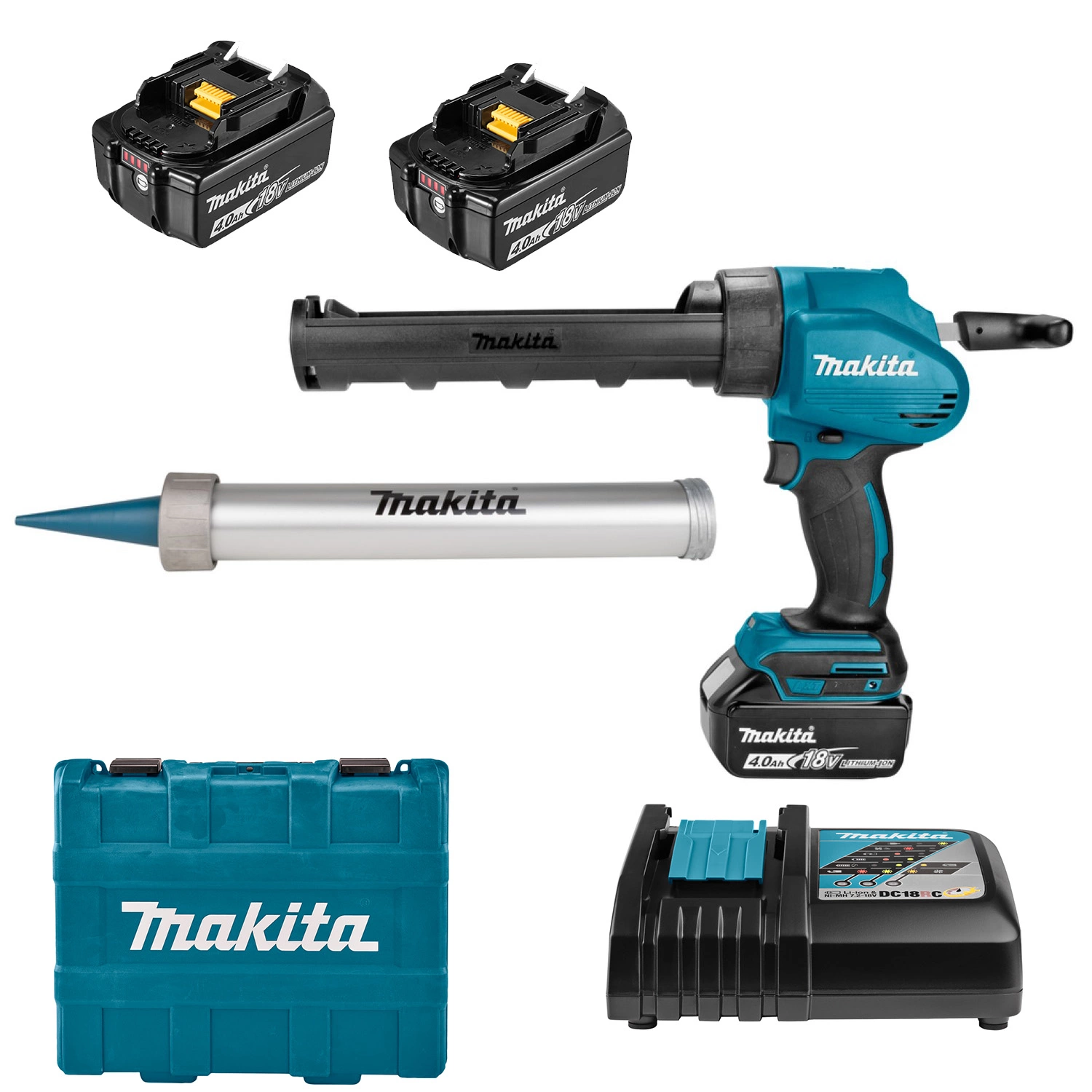 Makita DCG180RMEX 18V Li-Ion Accu lijm- en kitspuit set (2x 4.0Ah accu) incl. kokerhouder- en worsthouder in koffer-image