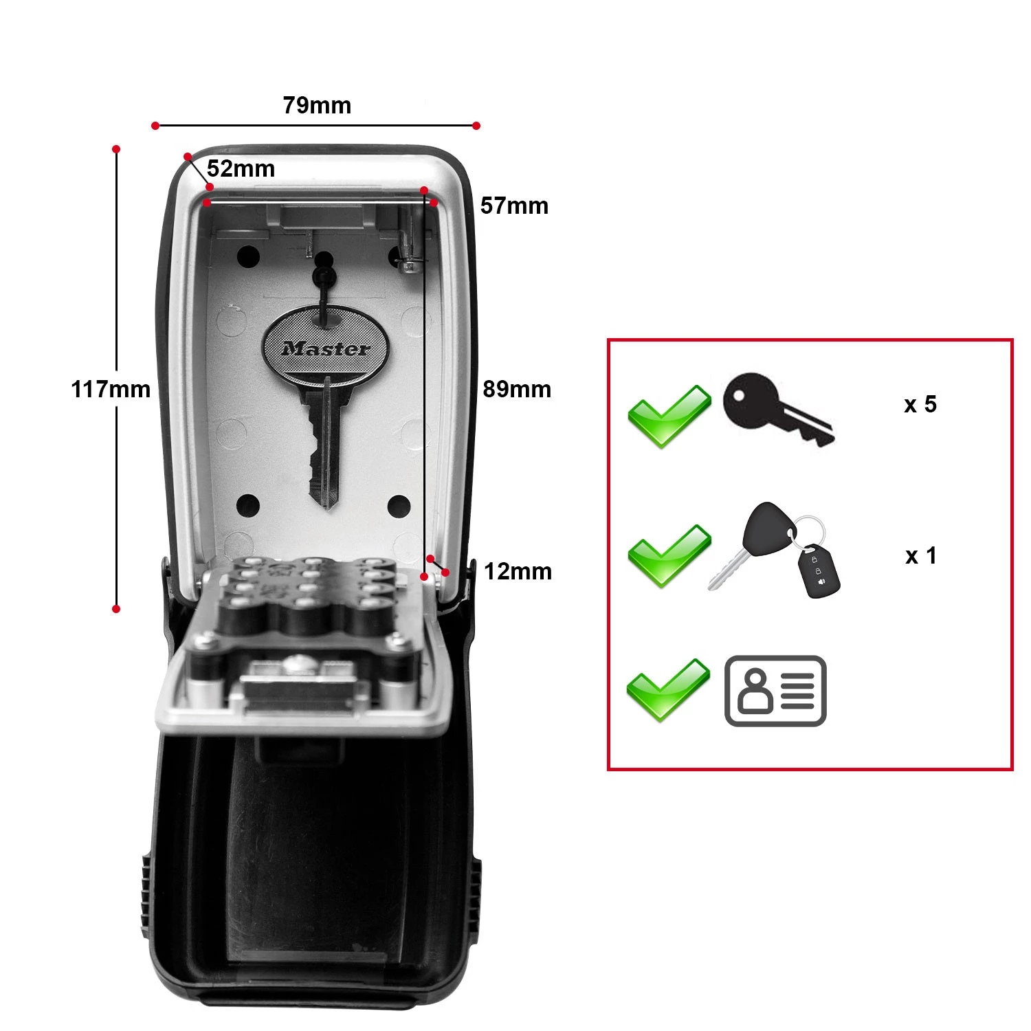 Master Lock 5423EURD Select Access®Coffre à clés avec bouton-poussoir - fixation murale-image