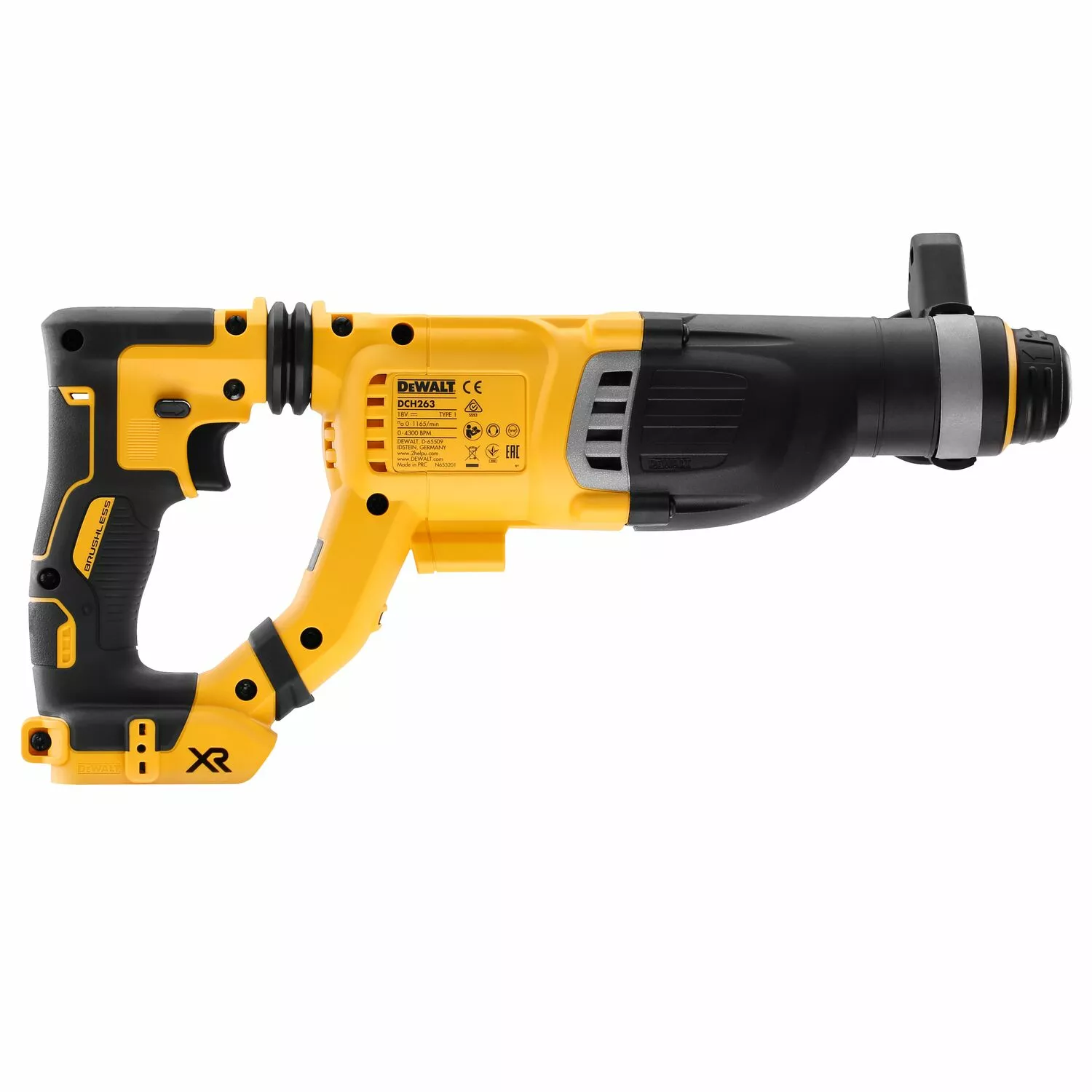 DeWALT DCH263N-XJ - Perforateur burineur sans fil Li-Ion 18V XR SDS-Plus (machine seule) - 3J - moteur brushless-image