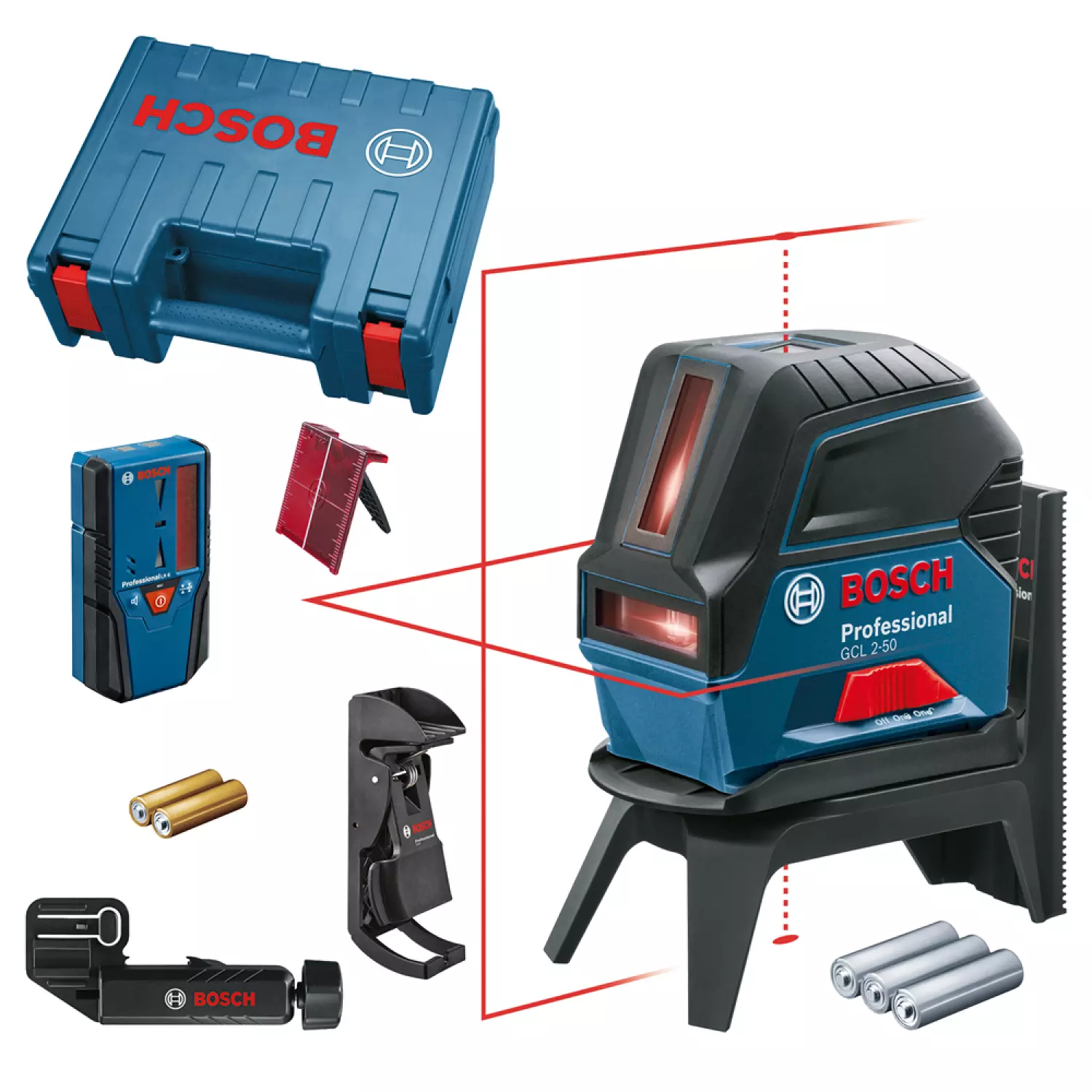 Bosch GCL 2-50 Kruislijnlaser in L-Boxx - rood - 2 lijnen - 20m - IP54-image