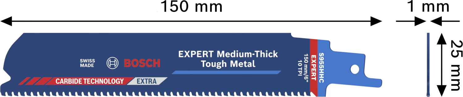 Bosch EXPERT S955HHC Lame de scie sabre Medium-Thick Tough - 150 mm - métal (10 pièces)