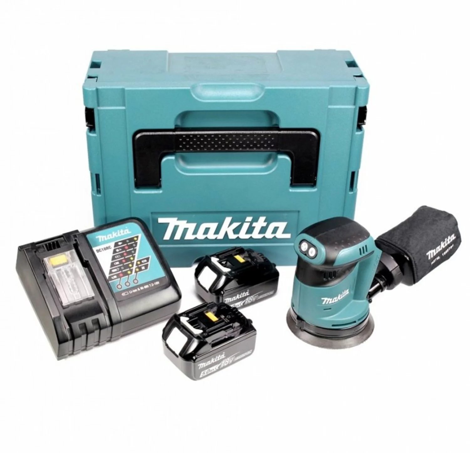 Makita DBO180RTJ Ponceuse excentrique sans-fil - 18V Li-ion - 2 batteries 5,0 Ah - MAKPAC - 125 mm-image