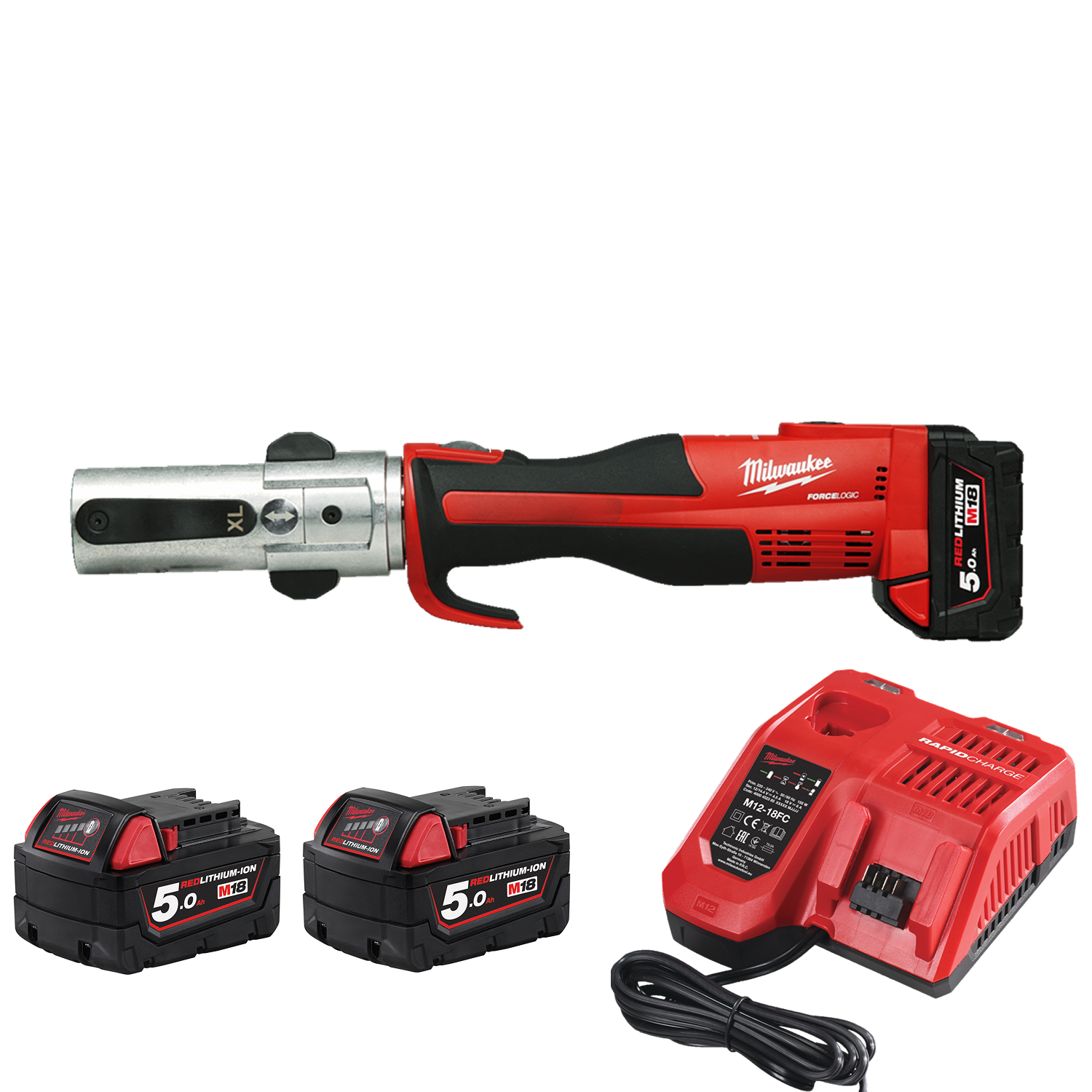 Milwaukee M18 BLHPTXL-502P FORCE LOGIC™ 18V Li-Ion accu persgereedschap set (2x 5.0Ah) in Packout koffer - koolborstelloos-image