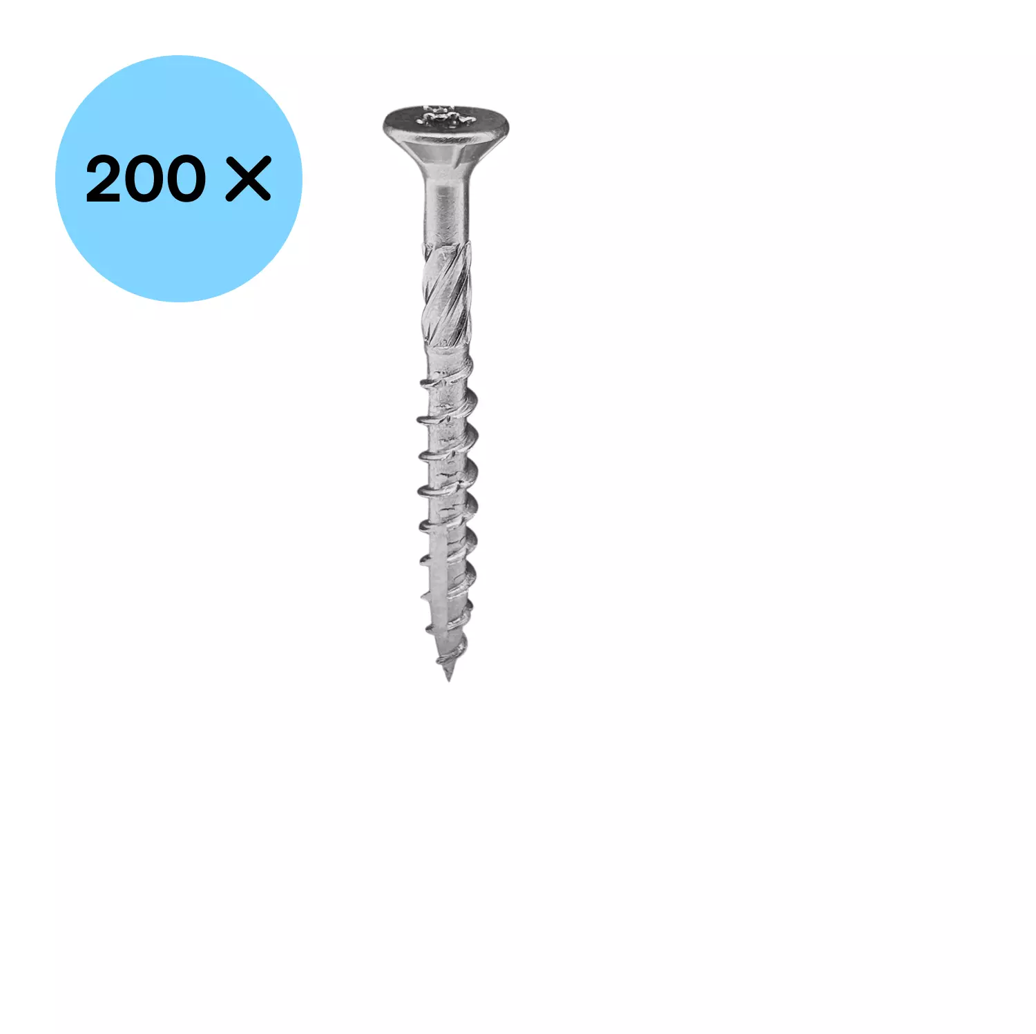 Woodies 61840402 Ultimate Spaanplaatschroef RVS - TX20 - 4.0 x 50mm - Verzonken kop - Deeldraad - Verzinkt (200st)-image