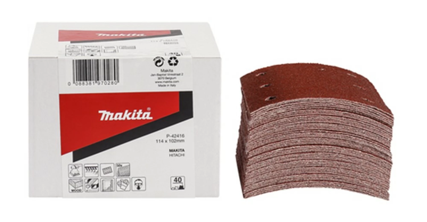 Makita P -42450 Feuilles de ponçage - 114 x 102 , grains 120 , - Bois (50 pcs)