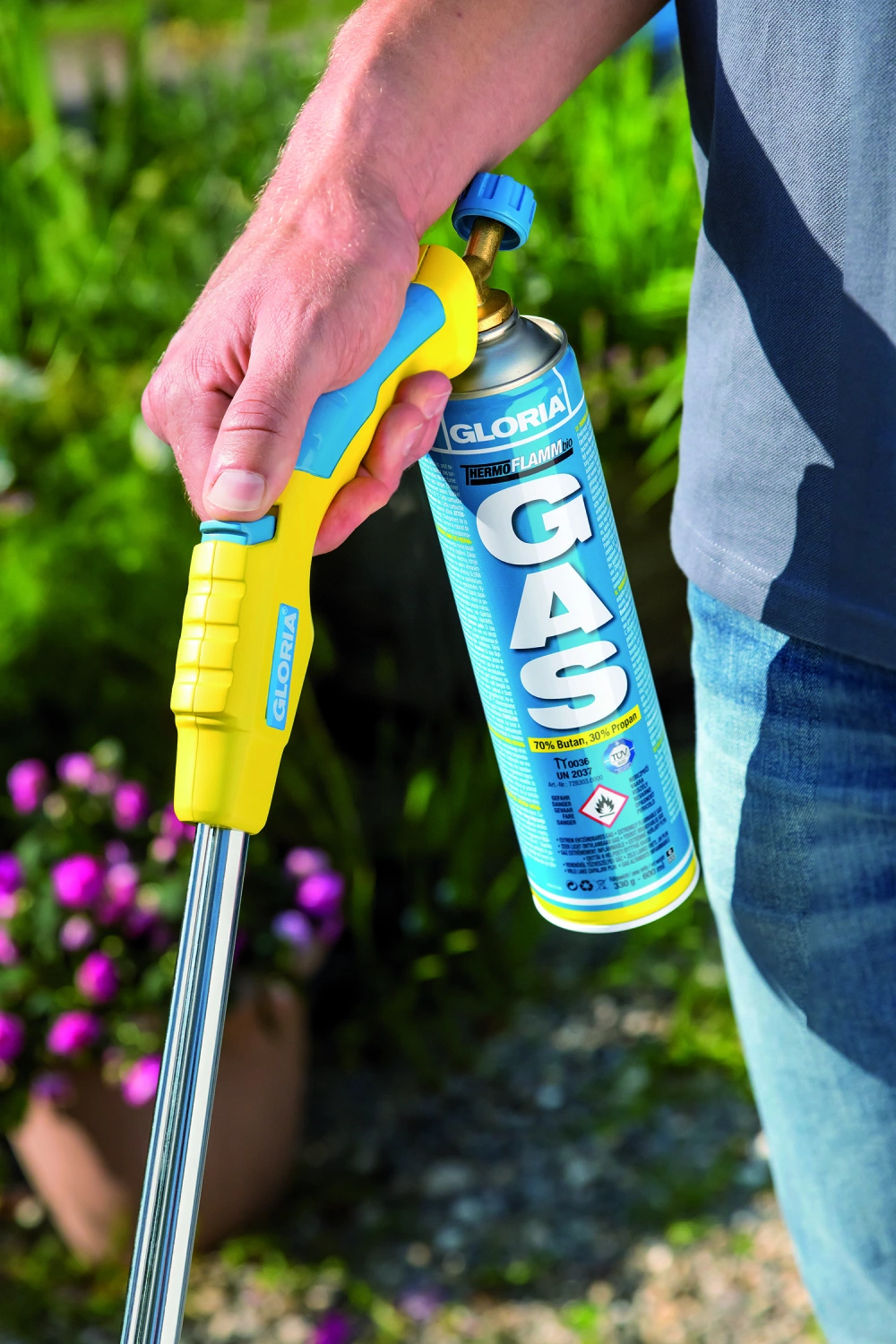 Gloria Thermoflamm Bio Comfort Plus Lance-flamme pour l'élimination des mauvaises herbes incl. une cartouche de gaz-image