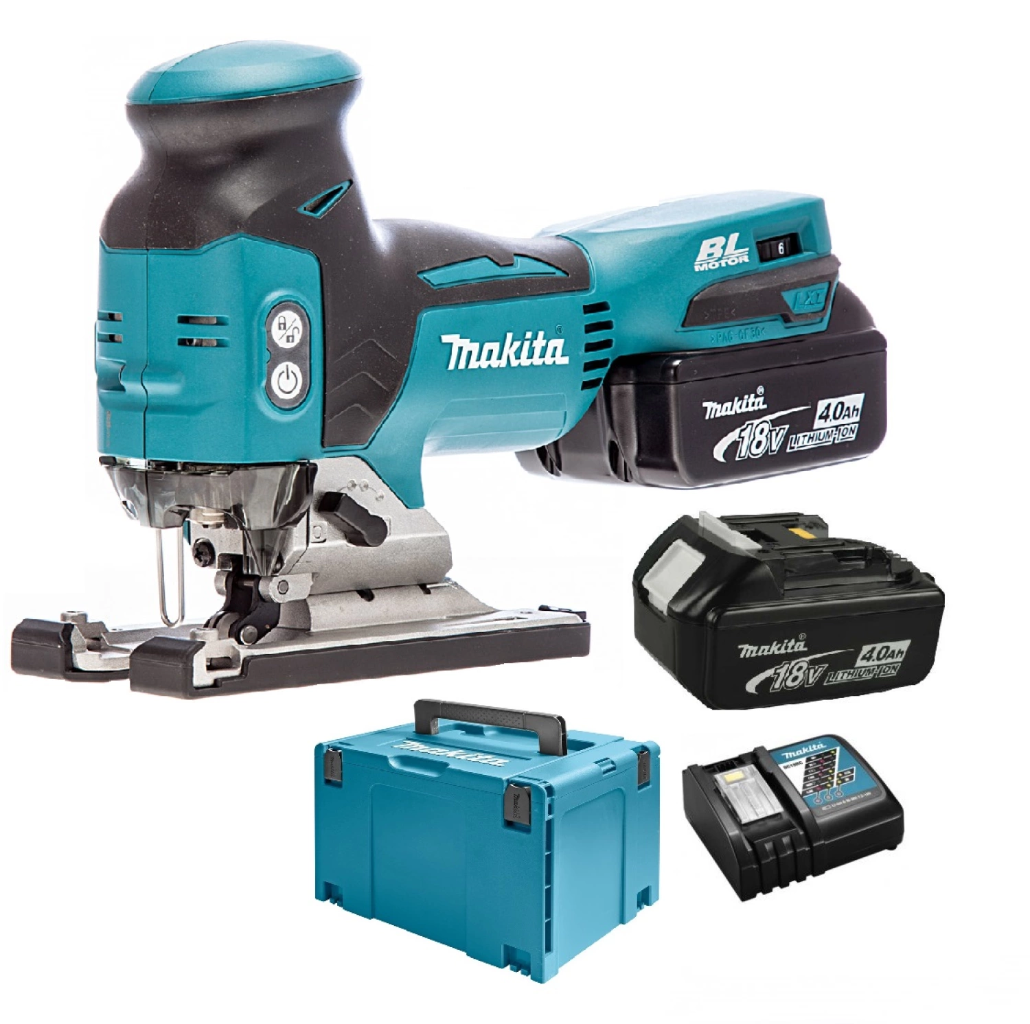 Scie sauteuse sans-fil Makita DJV181RMJ - 18V Li-ion - 2 batteries 4,0 ah - MAKPAC - Poignée en T - Brushless-image