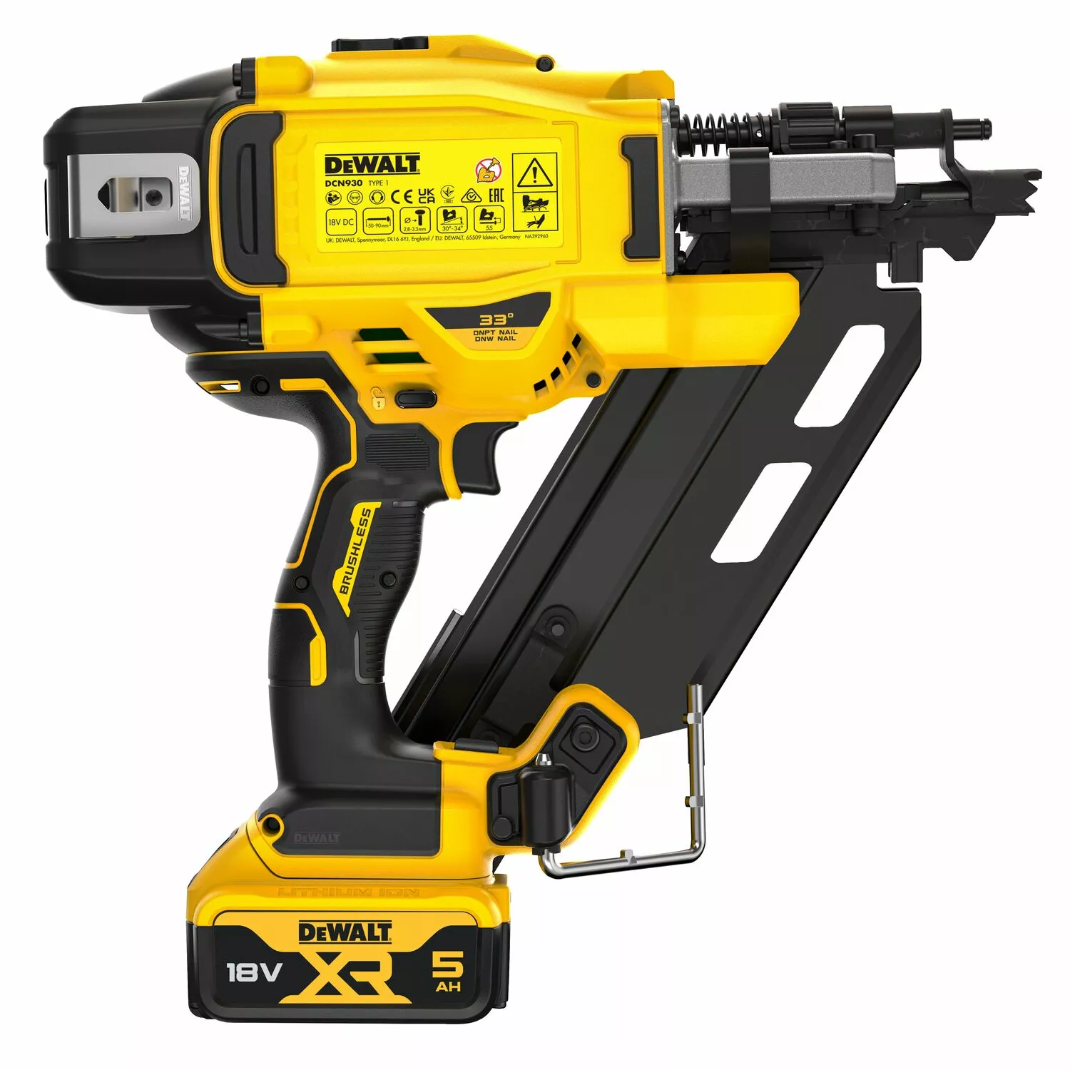 DeWALT DCN930P2 18V Li-ion accu constructie tacker set (2x 5.0Ah accu) in Tstak - 50-90mm - 2-Speed-image