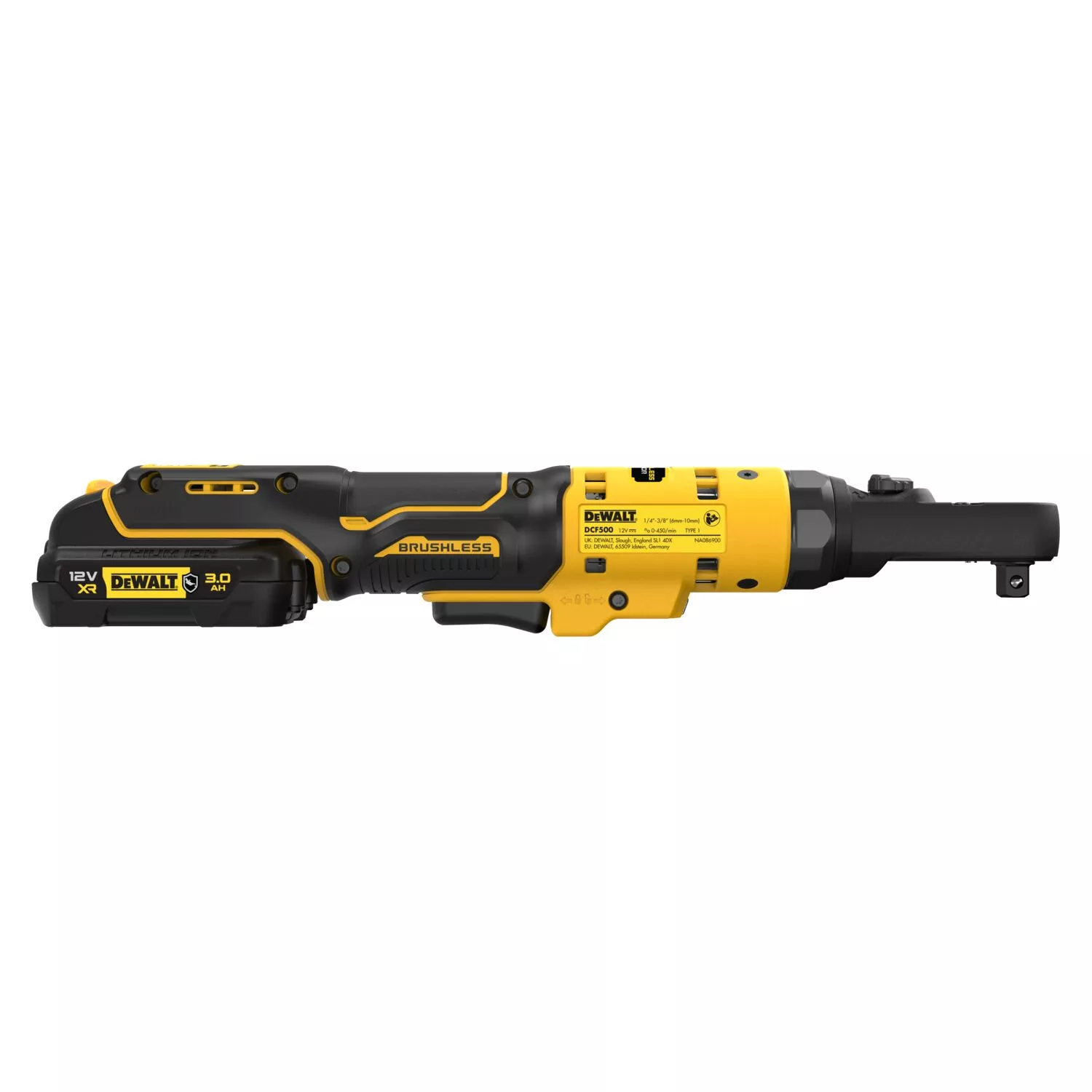 DeWALT DCF500L2G 12V Li-ion accu haakse ratelsleutel set (1x 3.0Ah accu) in inlay - 1/4'' & 3/8''-image