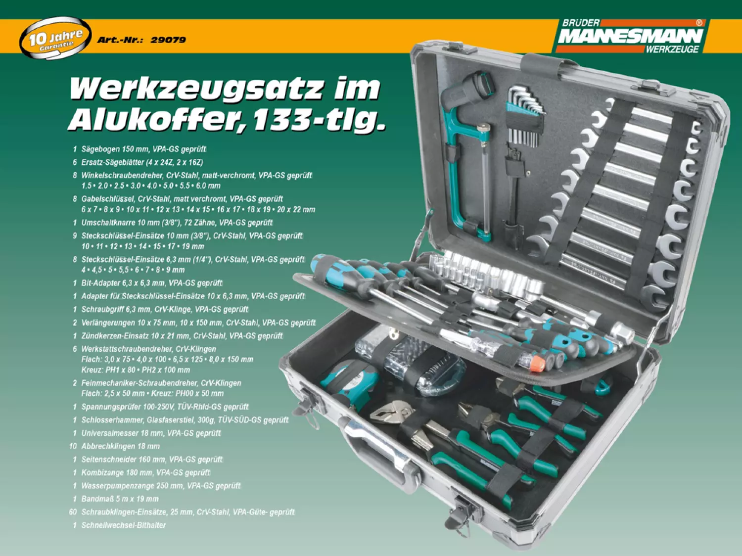 Brüder Mannesmann 29079 Mallette d'outils 133 pièces-image
