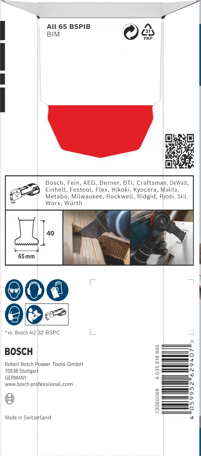 Bosch 2608669083 PRO / AII 65 Lame de scie plongeante BSPIB - 65 x 40 mm - Bois dur (5 pcs)-image