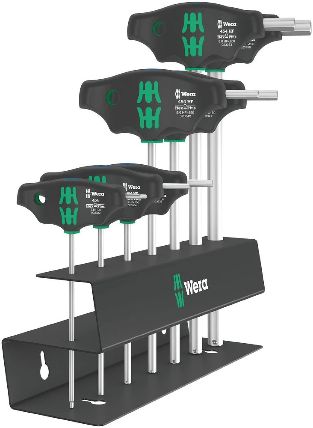 Wera 05023453001 7 pièces 454/7 HF Set 2 Hex-Plus T-poignée Jeu de tournevis dans un support métallique - avec fonction de maintien-image