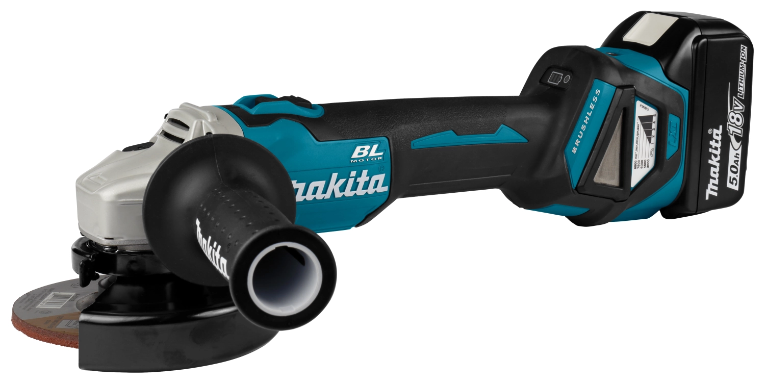 Makita DGA511RTJ 18V Li-Ion Accu haakse slijper set (2x 5.0Ah accu) in Mbox - 125mm - koolborstelloos-image