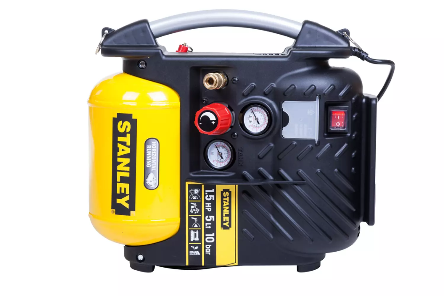 Stanley 8215250STN596 Compresseur - Sans huile - 10 bars + 6 pièces 9045717STN Jeu d'outils pneumatiques-image