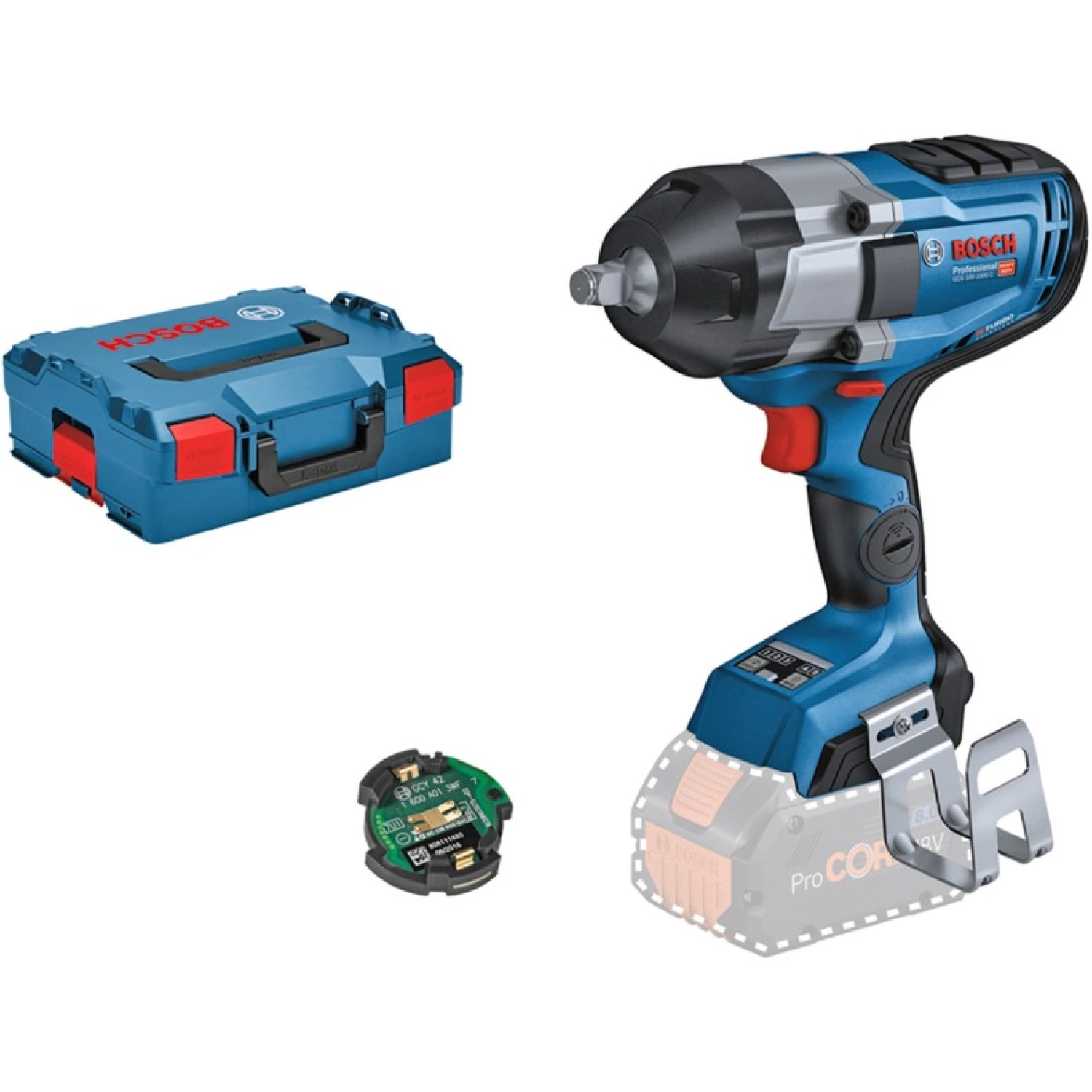 Bosch GDS 18V-1000 C 18V Li-Ion accu BiTurbo slagmoeraanzetter body incl. Bluetooth module in L-Boxx - 1000Nm - koolborstelloos-image