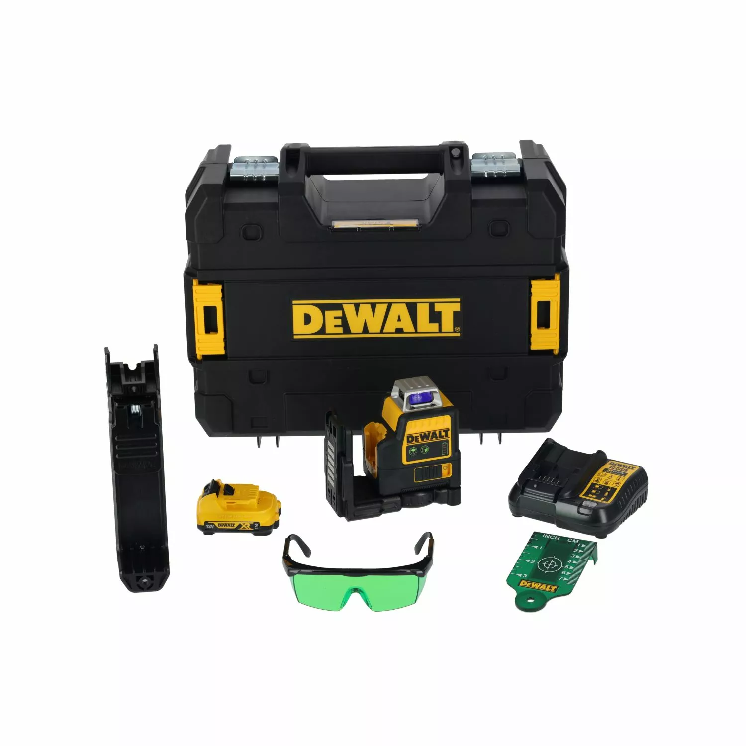 DeWALT DCE0811D1G 10,8 V Li-Ion batterie Laser à croix 360 degrés kit (1x 2,0 Ah batterie) dans un coffret - vert - 15 m-image