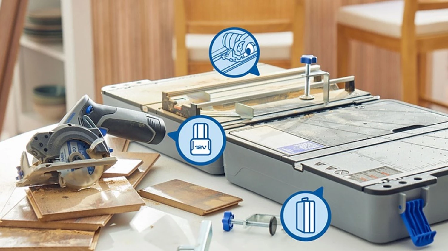 Dremel CS12V-SC1 12 V batterie Blueprint station de sciage portable (1x 2,0 Ah) dans un coffret-image