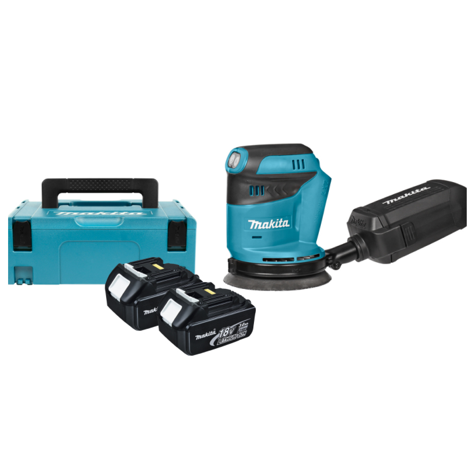 Makita BBO180RFX 18V Li-Ion accu excenter schuurmachine set (2x 3.0Ah accu) in Mbox - 125mm-image
