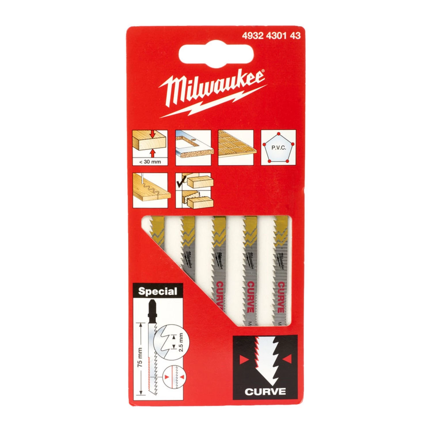 Milwaukee 4932430143 Lame de scie sauteuse pour courbes - 75mm-image