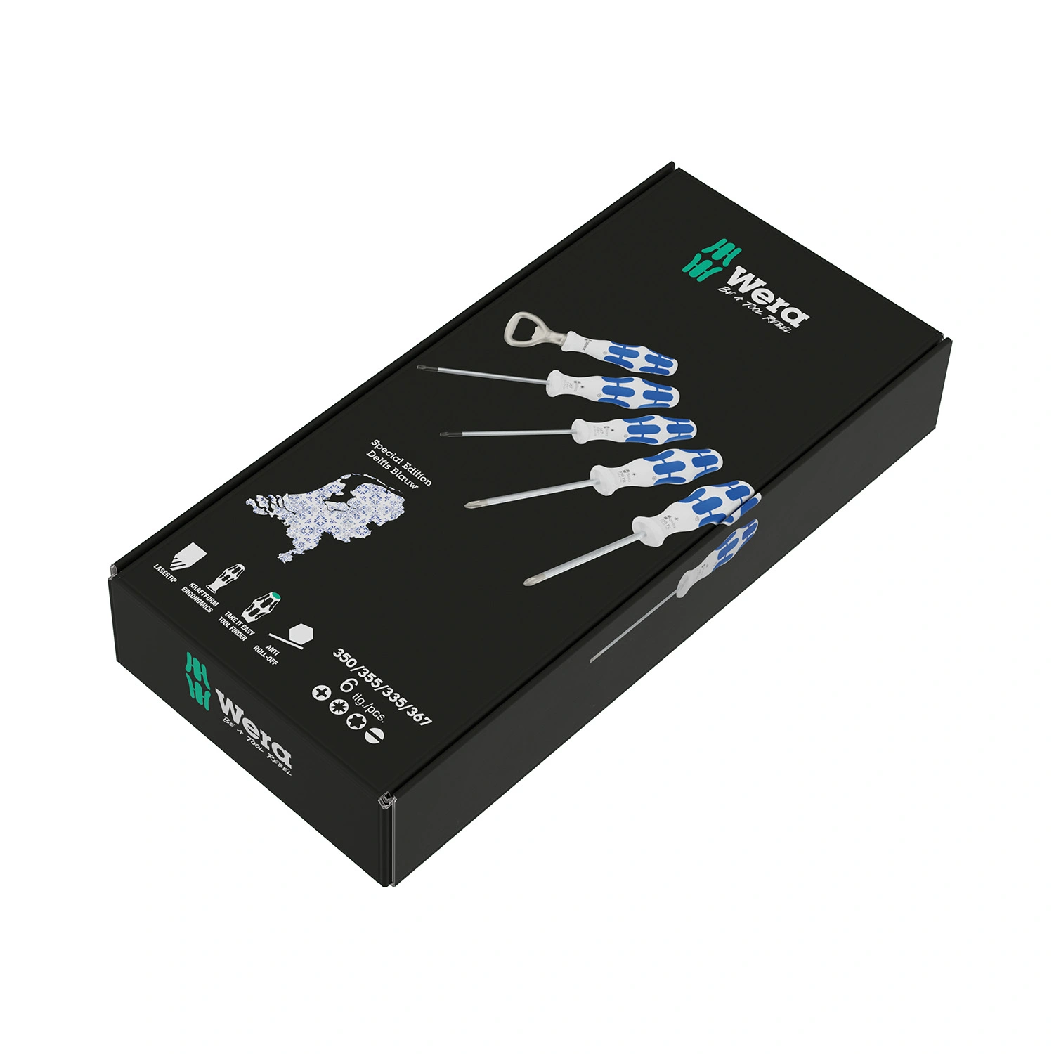 Wera 05200216001 6-delige Kraftform Schroevendraaierset Lasertip Special Edition Delfts Blauw - PH/PZ/TX/SL