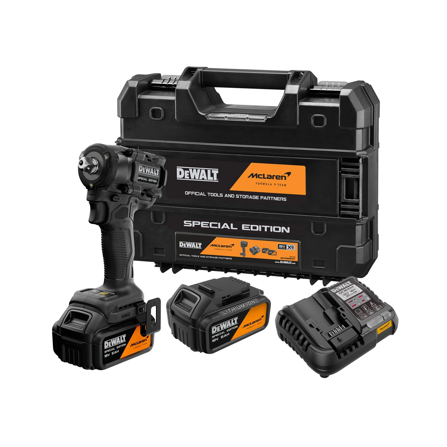 DeWALT X MCLAREN DCF92MP2T-QW 18V XR 1/2" accu slagmoersleutel set (2x 5.0Ah accu + lader)