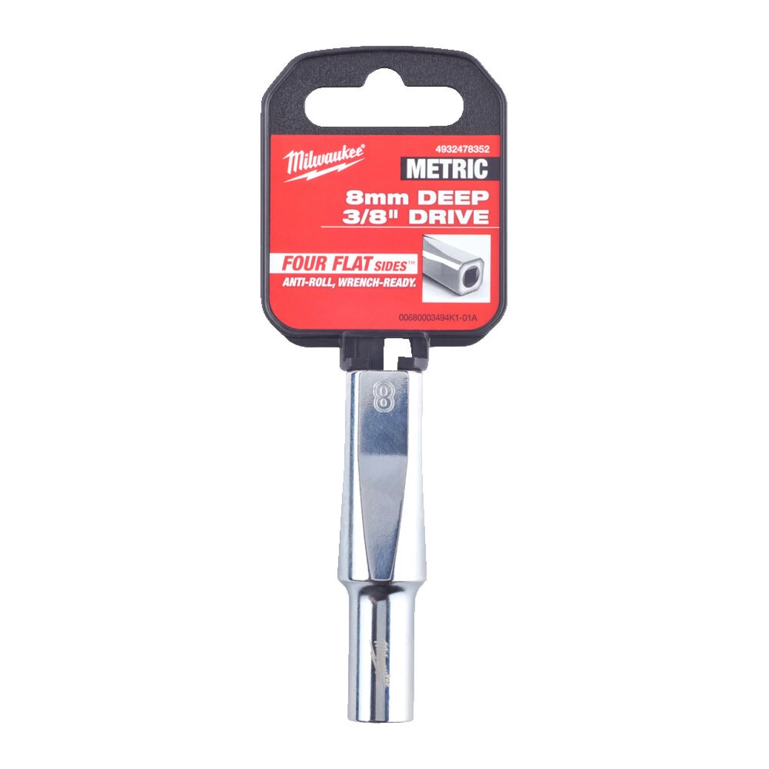 Milwaukee 4932478352 Dop - 3/8" FOUR FLAT lang - 8mm-image